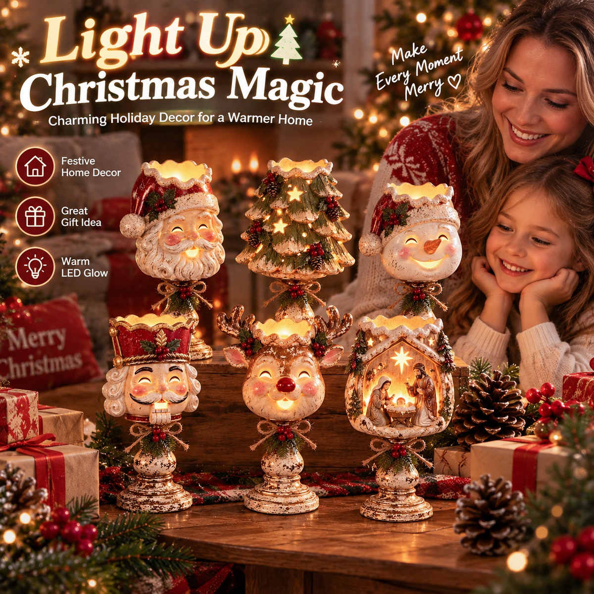 🎄 Christmas Heirloom Glow Candle Holder Collection