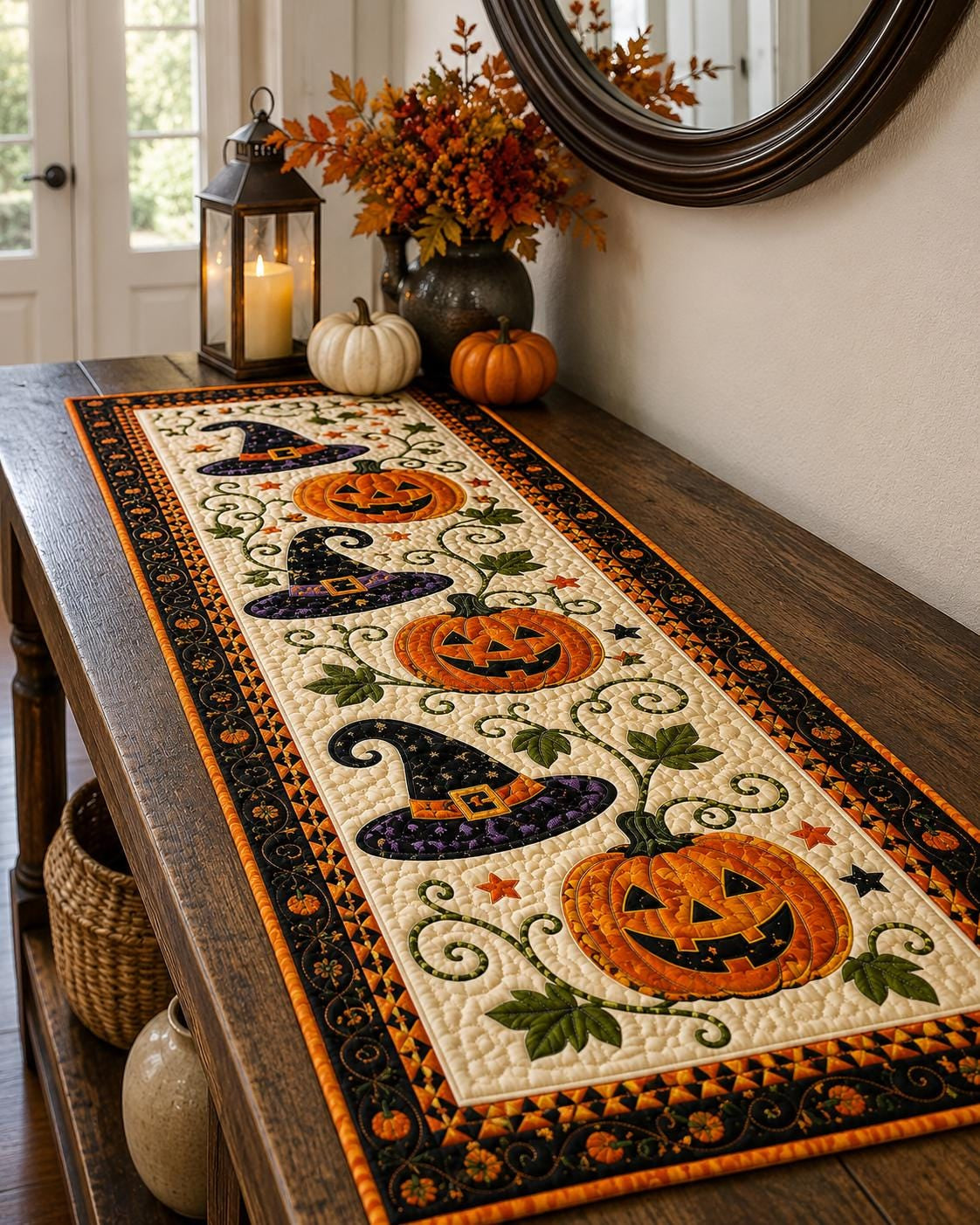 🍂 Autumn Spell Quilted Table Runner – Instant Cozy Fall & Halloween Vibe 🎃