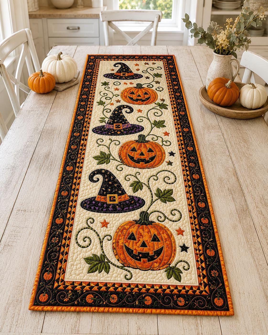 🍂 Autumn Spell Quilted Table Runner – Instant Cozy Fall & Halloween Vibe 🎃