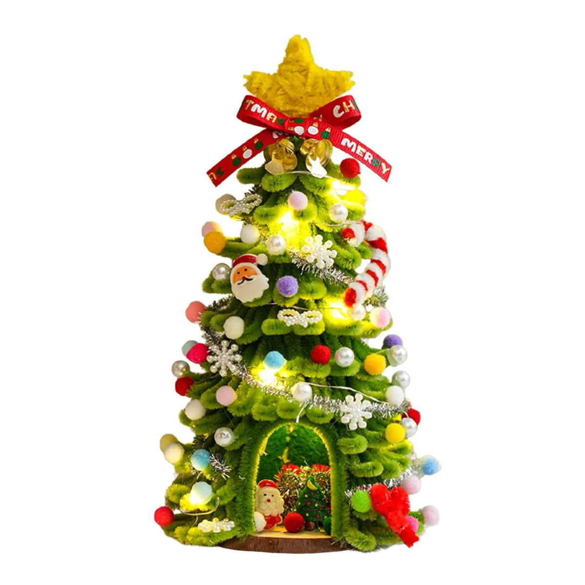 DIY Pipe-Cleaner Christmas Tree House Kit with Lights