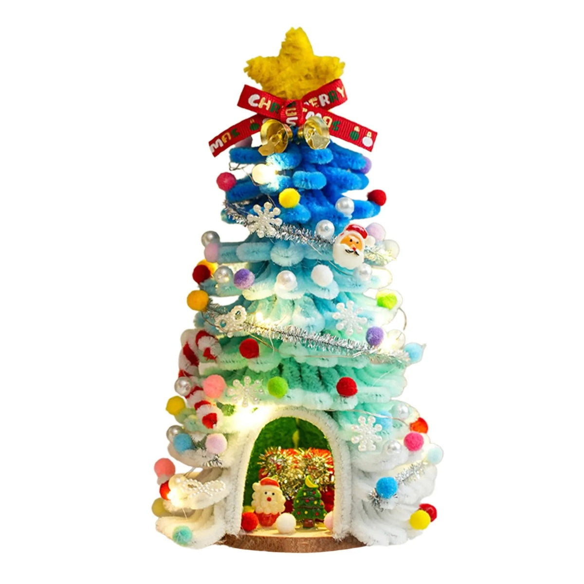DIY Pipe-Cleaner Christmas Tree House Kit with Lights