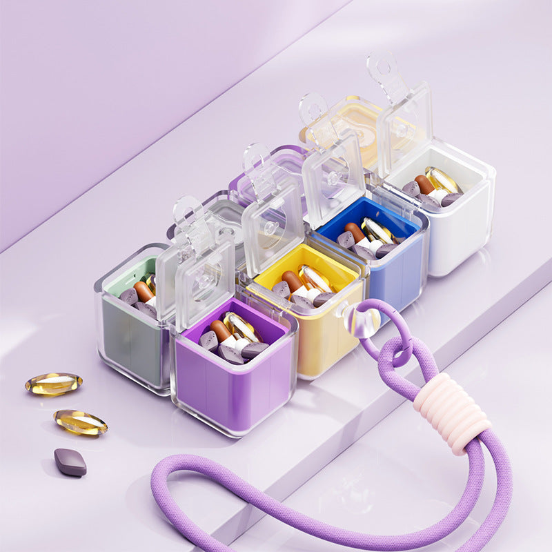 💊 Cube Pill Organizer - Portable 8-Compartment Case