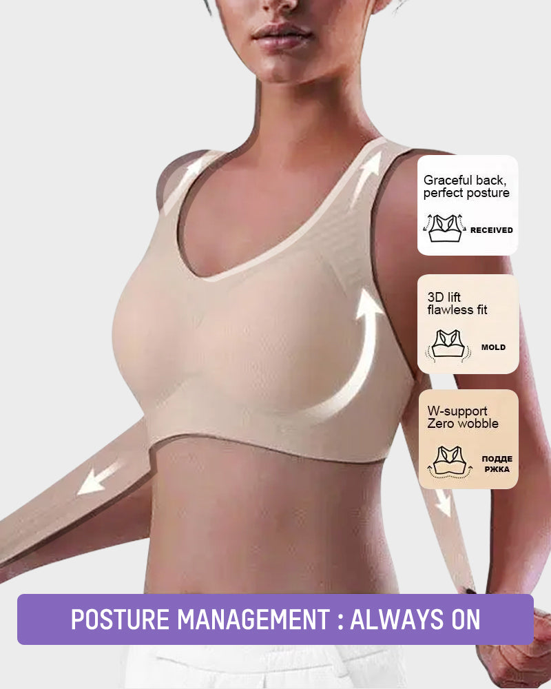 Wireless Support Bra with Front Closure and Crossed Straps at the Back