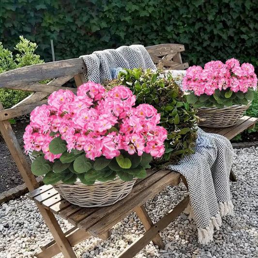 UV Resistant Artificial Geraniums – Outdoor Red Faux Flowers for Patio, Garden & Home Decor