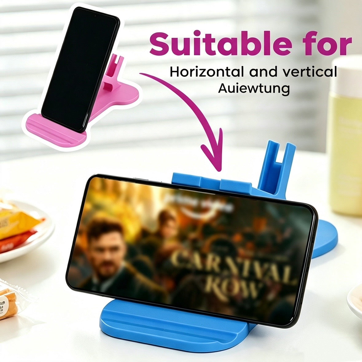 Ergonomic mobile phone and tablet stand for lying on your side in bed