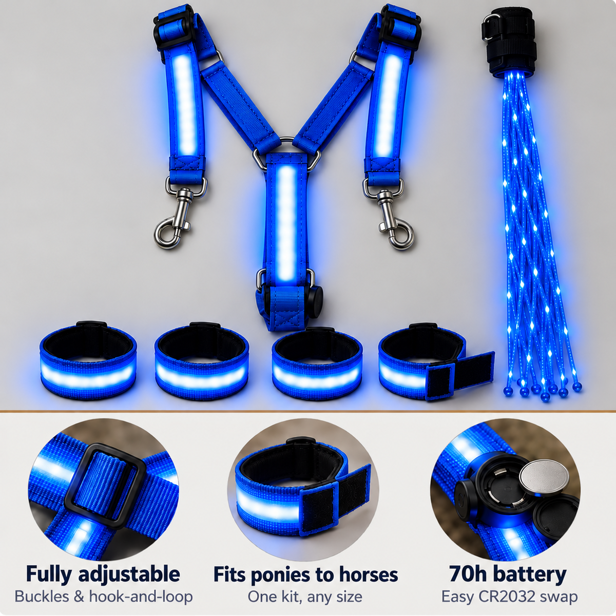 🐎✨ Light-Up Horse Riding Set – Be Seen After Dark on Evening Rides!