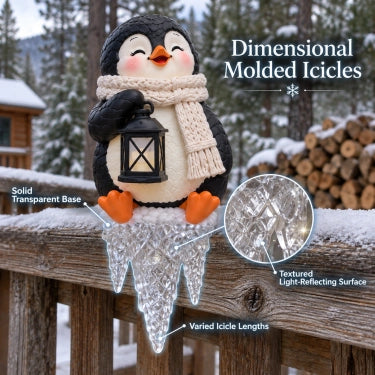 🎄Lighted Penguin Icicle Window Ledge Set