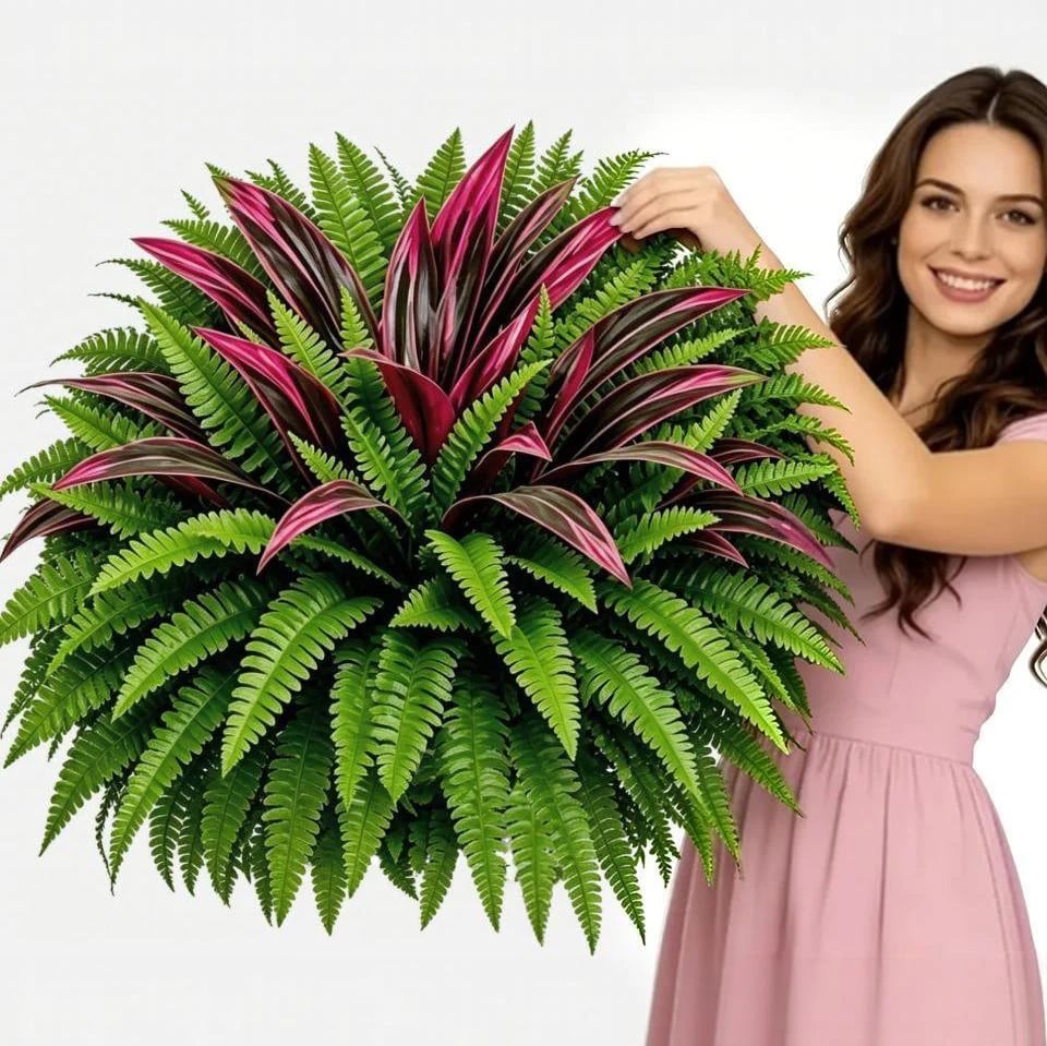 💥Summer Special🔥 UV-resistant artificial ferns & red dragon trees – Full, lush & colourfast!