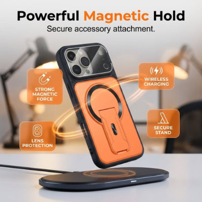 MagSafe Magnetic Case with Camera Lens Cover & Invisible Stand