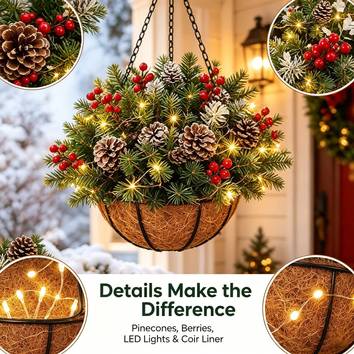 🎄 Last day: 50% OFF🏆Christmas basket with built-in lights |🎄 With built-in lights, weatherproof and maintenance-free