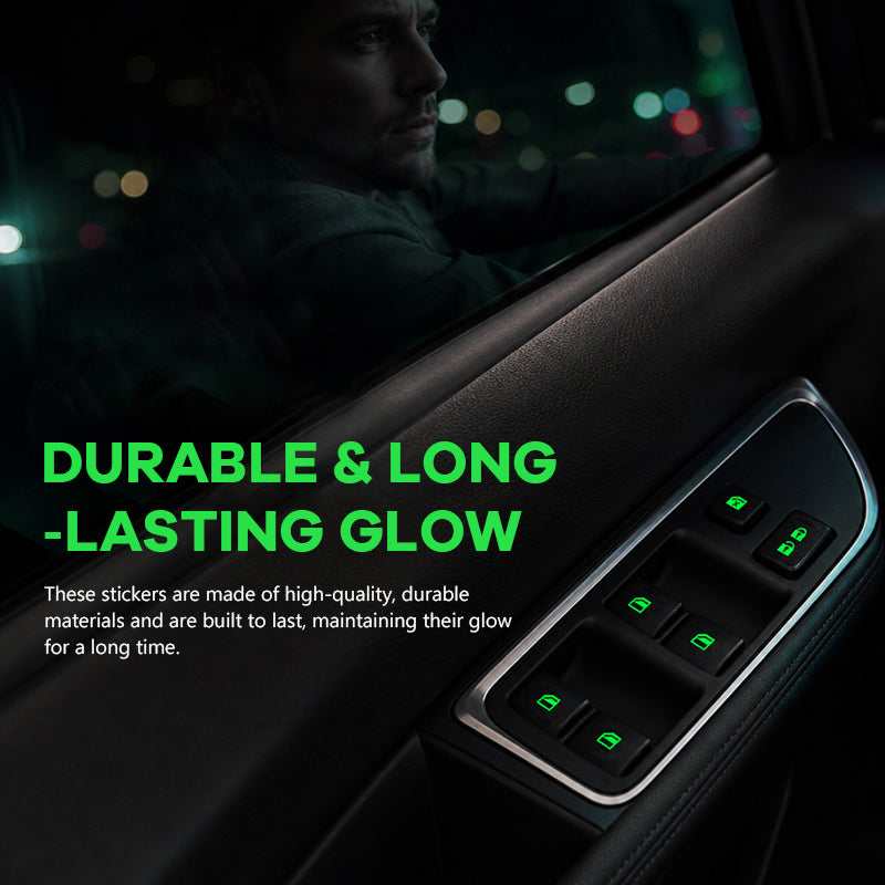 Car Window Lift Switch Luminous Stickers - Colorful Night Glow Warning Button Decal