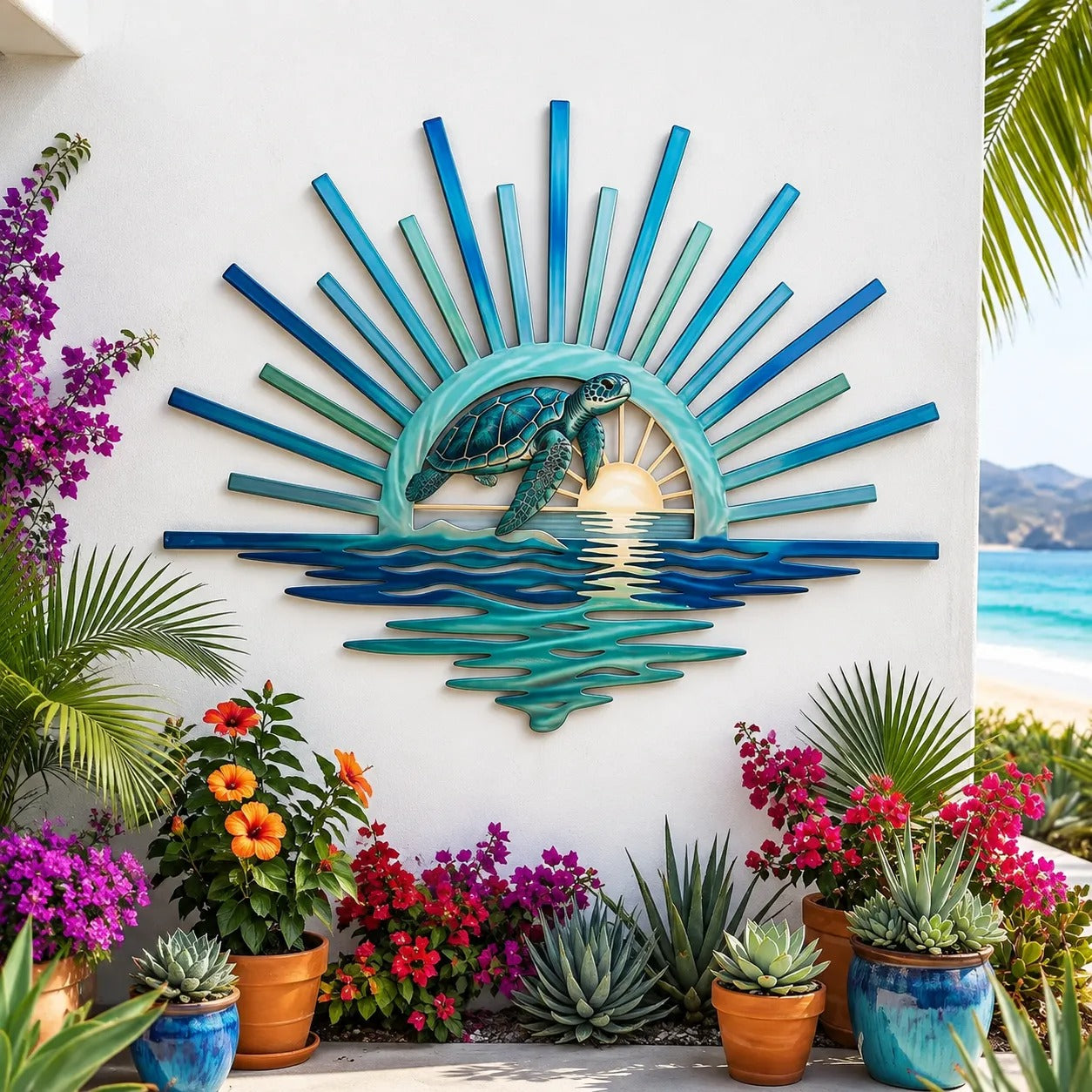 ⏳ Last Day 49% OFF – 🌊 Coastal Sunrise Metal Wall Art🐚