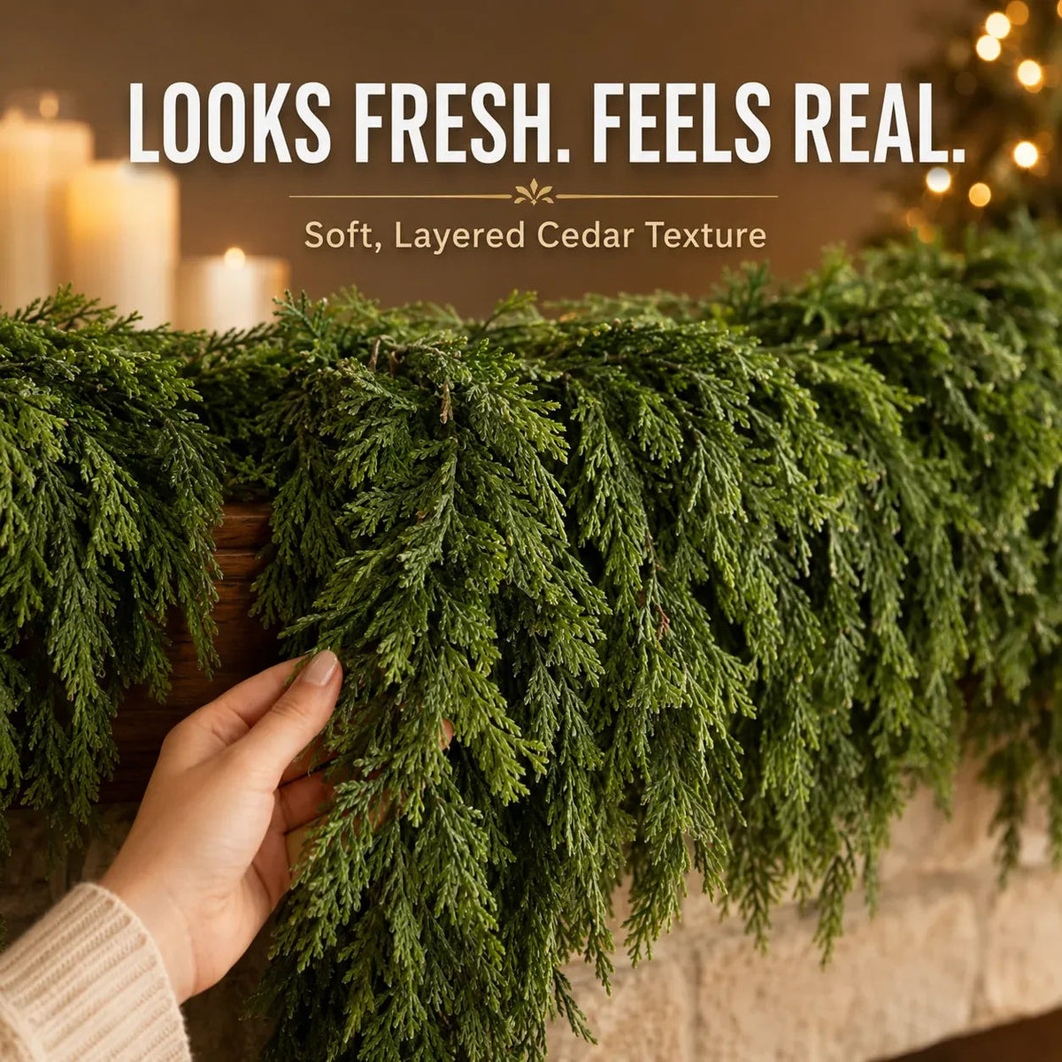 🎄 2-Pack Real-Touch Cedar Garland – Lush Christmas Greenery