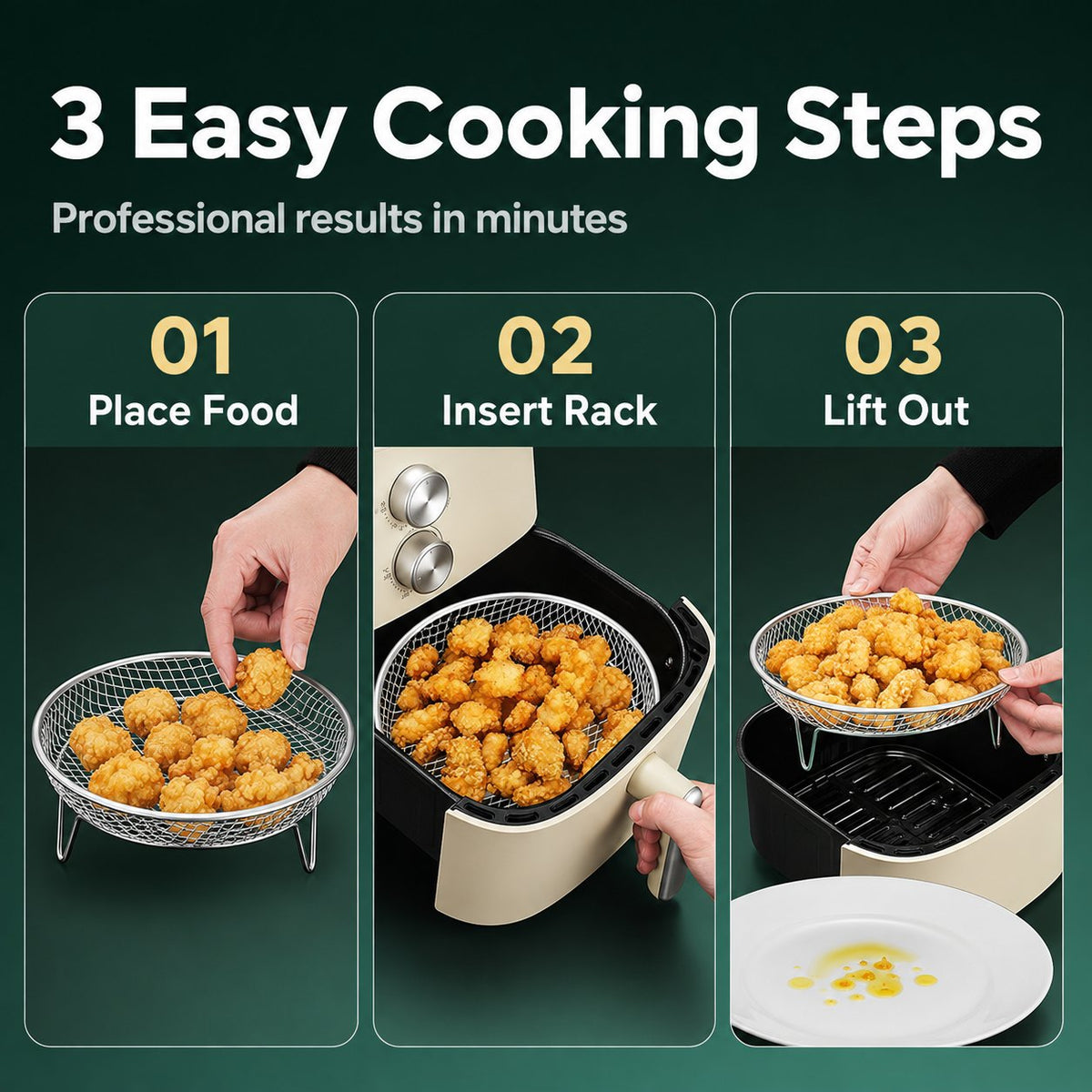 🔥🥘 Stainless steel rack for hot-air fryers – Effortless crispiness