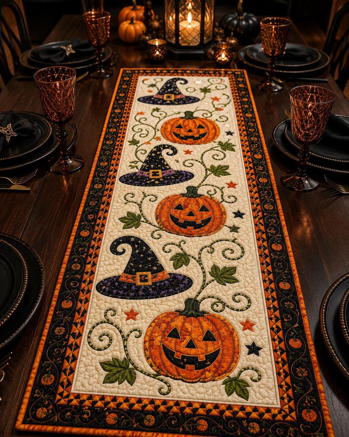 🍂 Autumn Spell Quilted Table Runner – Instant Cozy Fall & Halloween Vibe 🎃