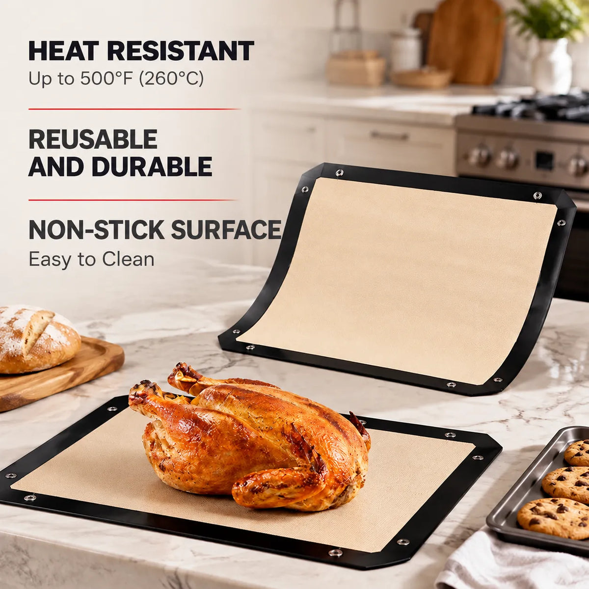 🍗 Spill-proof baking mat with press studs