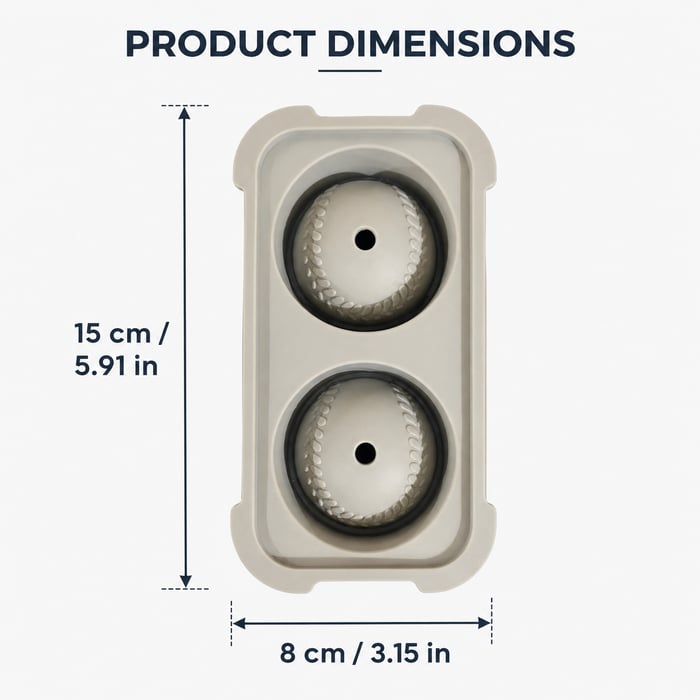 Baseball Ice Mold | Slow-Melting Silicone Sphere Tray for Whiskey, Cocktails & More