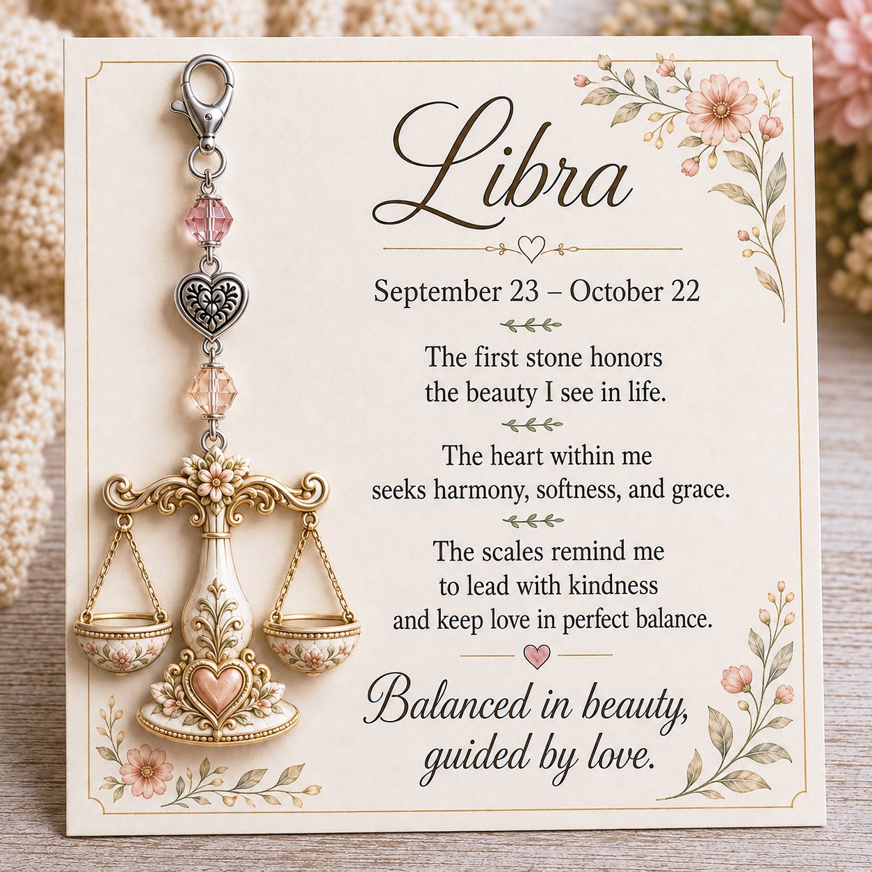 🌙12 Zodiac Birthstone Charm Keepsake Card