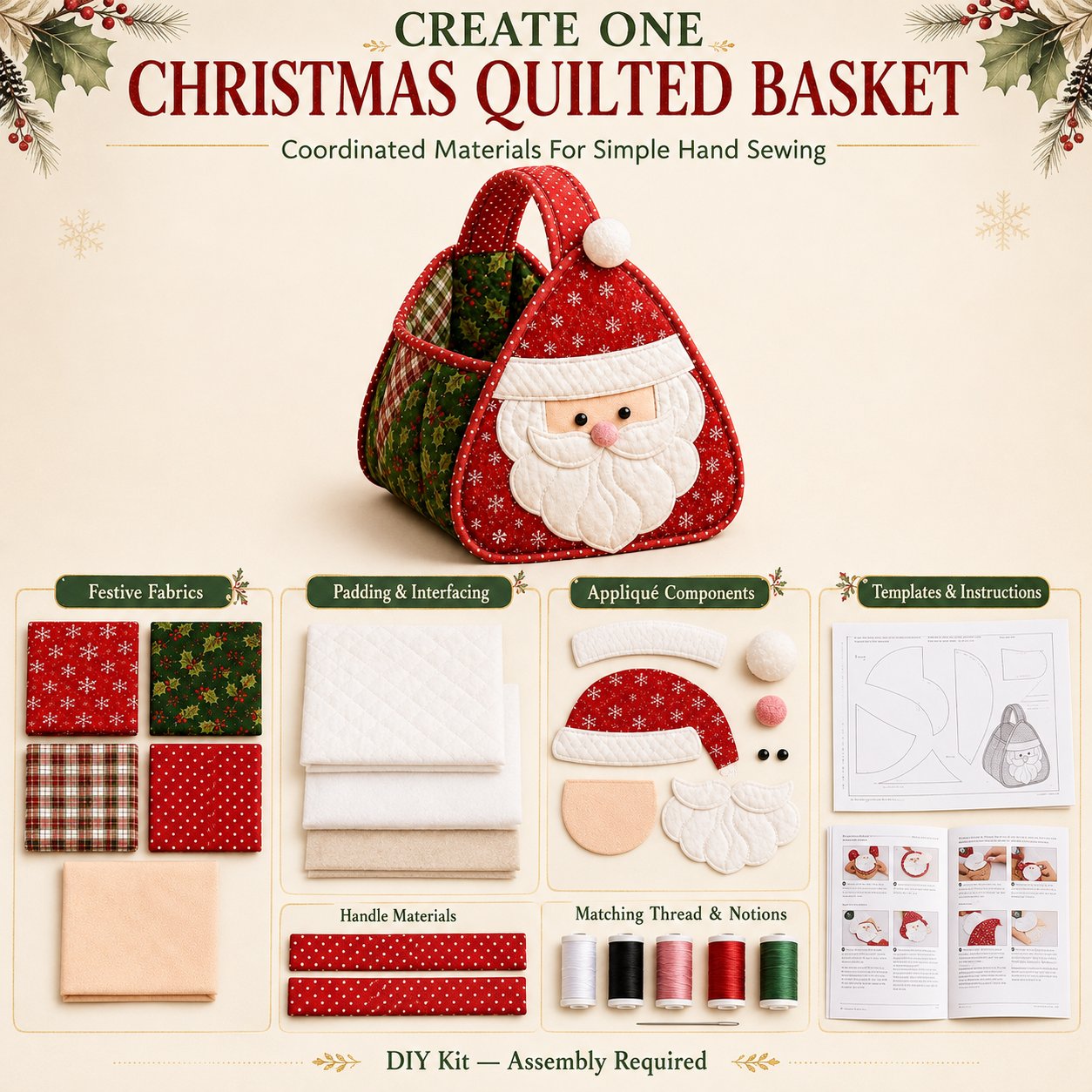 🎄 Christmas Character Quilted Carry Basket ✨