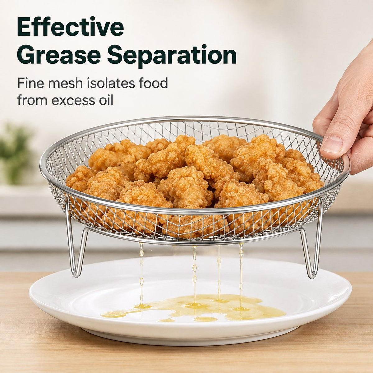 🔥🥘 Stainless steel rack for hot-air fryers – Effortless crispiness