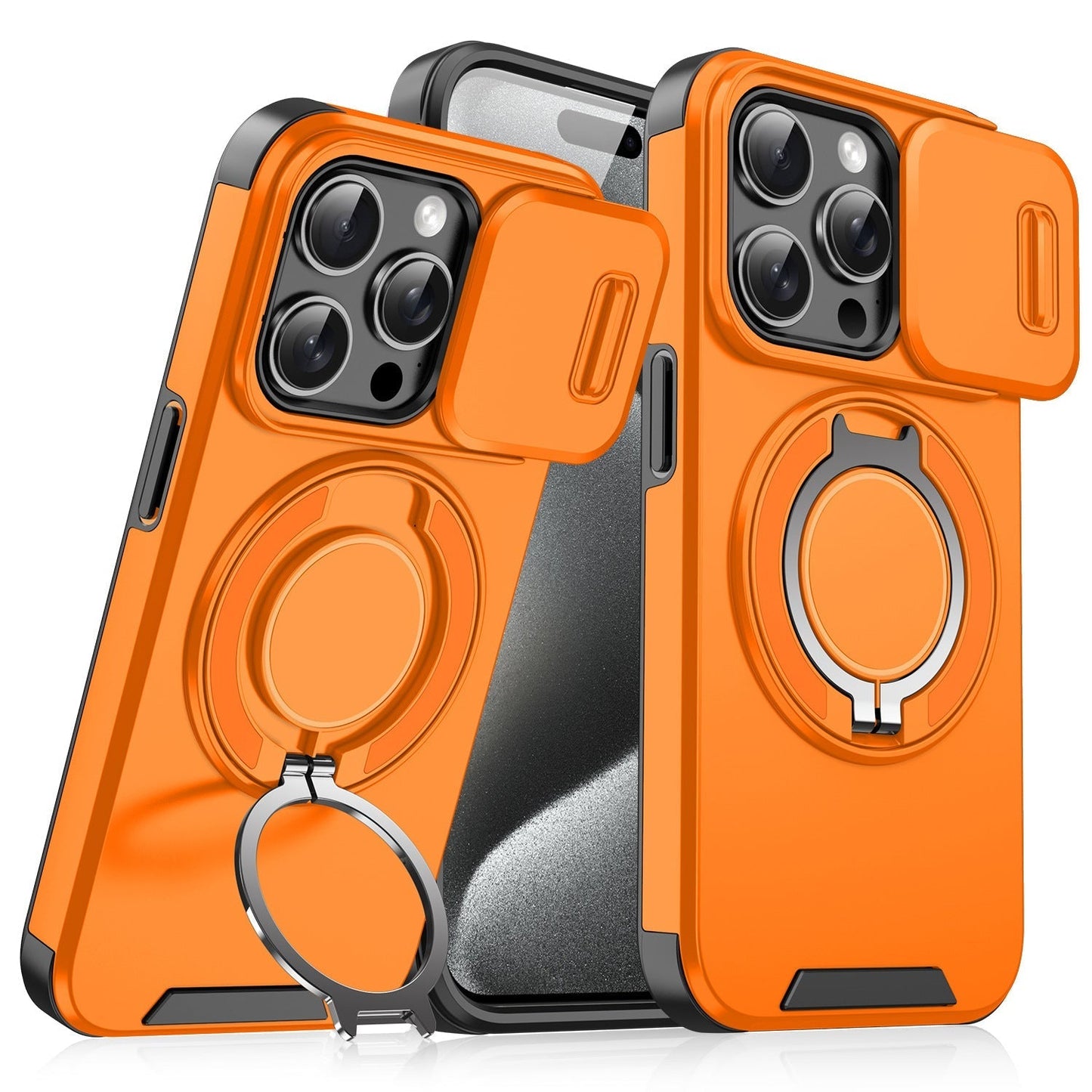 Case with Slide Camera Cover & Rotatable Ring Kickstand, Grade Shockproof Protective Case