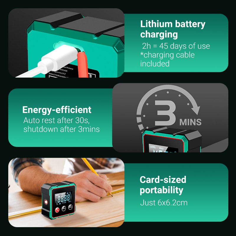 Magnetyczny cyfrowy kątomierz z elektronicznym laserem