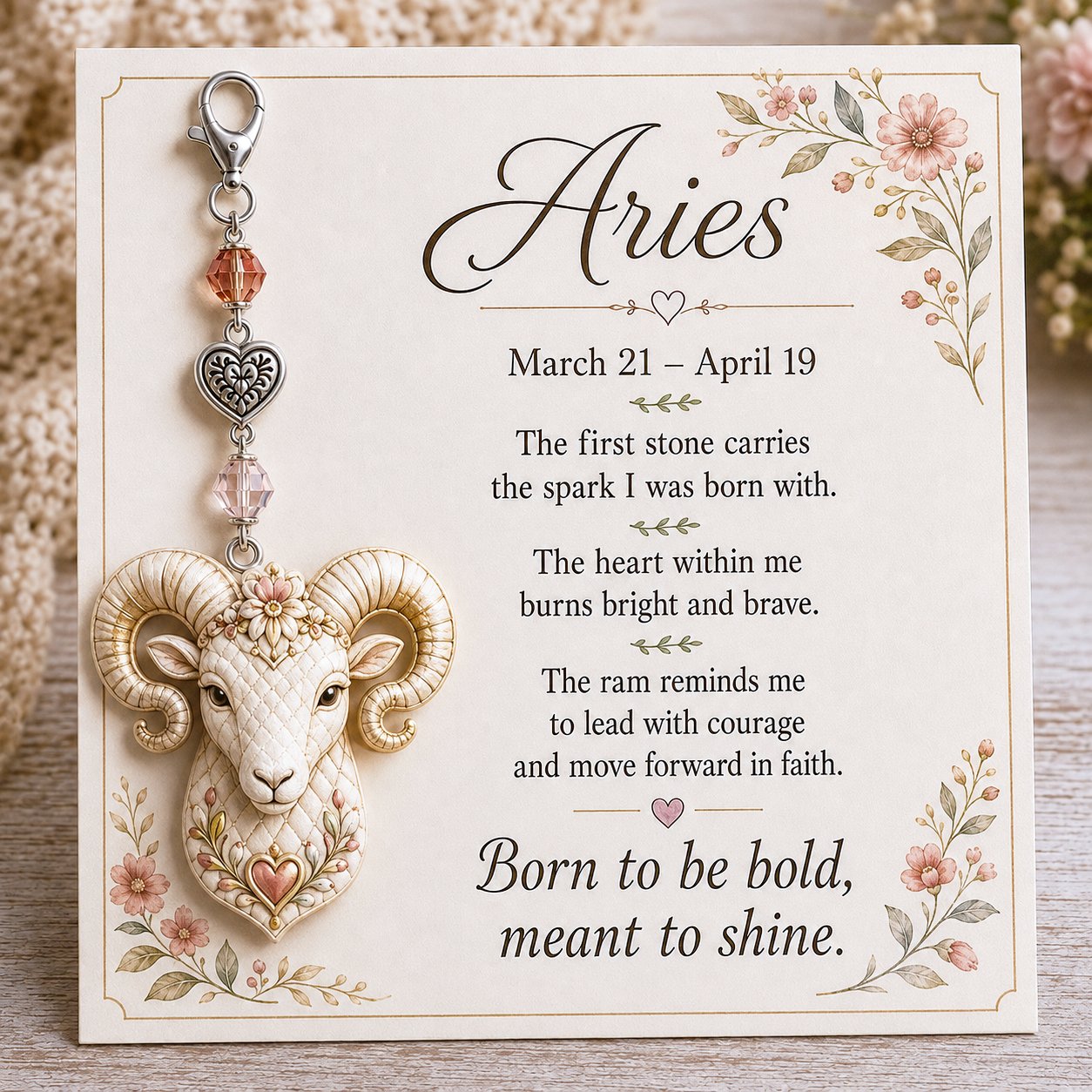 🌙12 Zodiac Birthstone Charm Keepsake Card