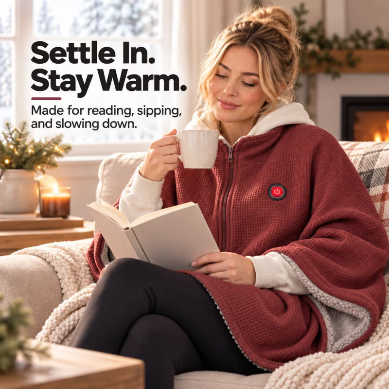 ♨️Wearable Heated Blanket ❄️ – Cozy Shawl with 3 Heat Levels & USB Power