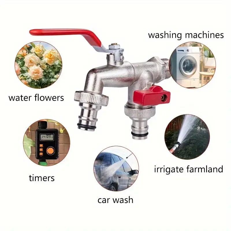 🔥 FLASH SALE: 50% OFF! ⚙️ Universal Stainless Steel Double Outlet Garden Faucet – Independent Valves, Heavy-Duty & Easy Install 🚰