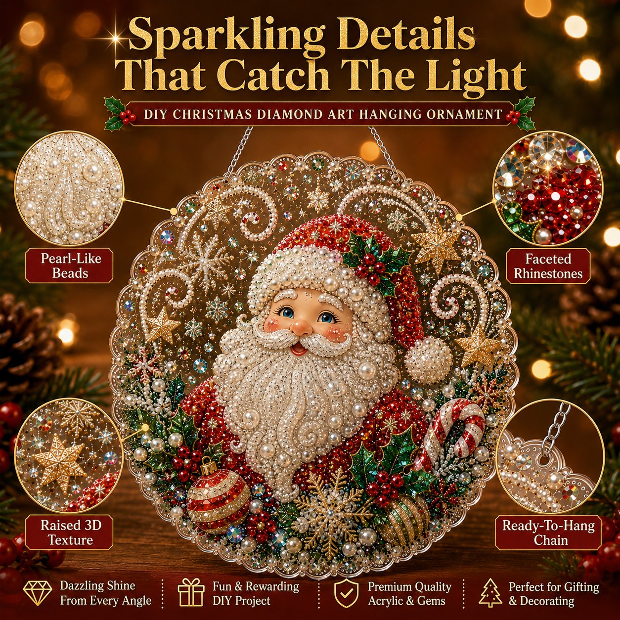 🎄Christmas Pearl Diamond Art Hanging Ornament Kit 🎅💎