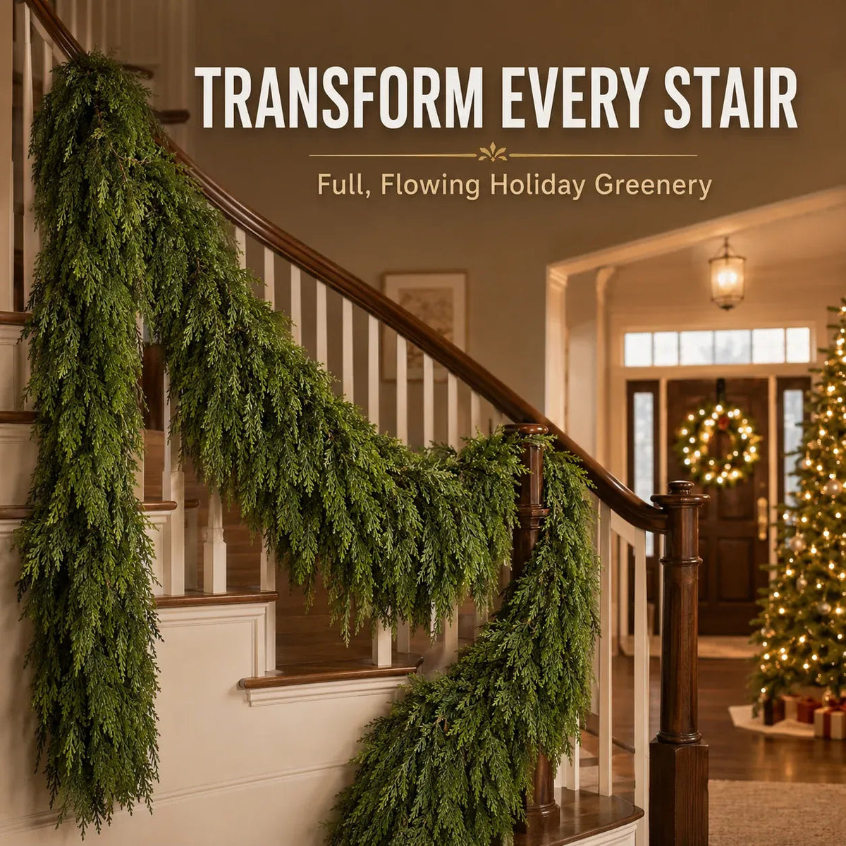 🎄 2-Pack Real-Touch Cedar Garland – Lush Christmas Greenery