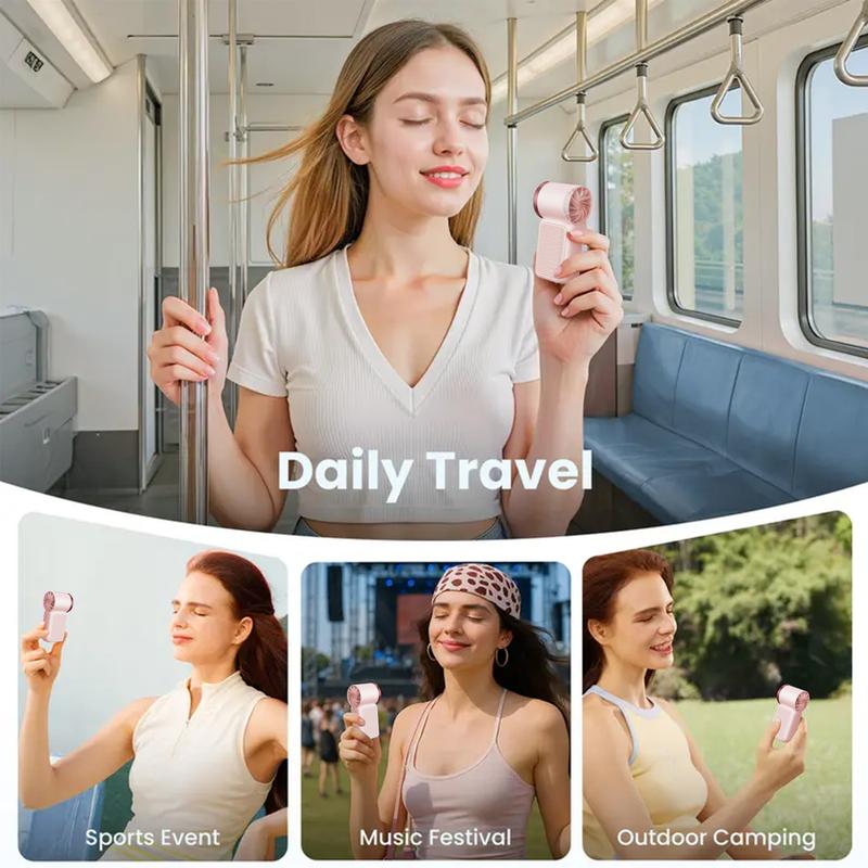 Mini Handheld Fan with LED Display –👍5-Speed Turbo Pocket size Fan.✨USB Rechargeable, High-Speed Cooling for Travel & Makeup. Perfect Gift. Portable Refrigeration