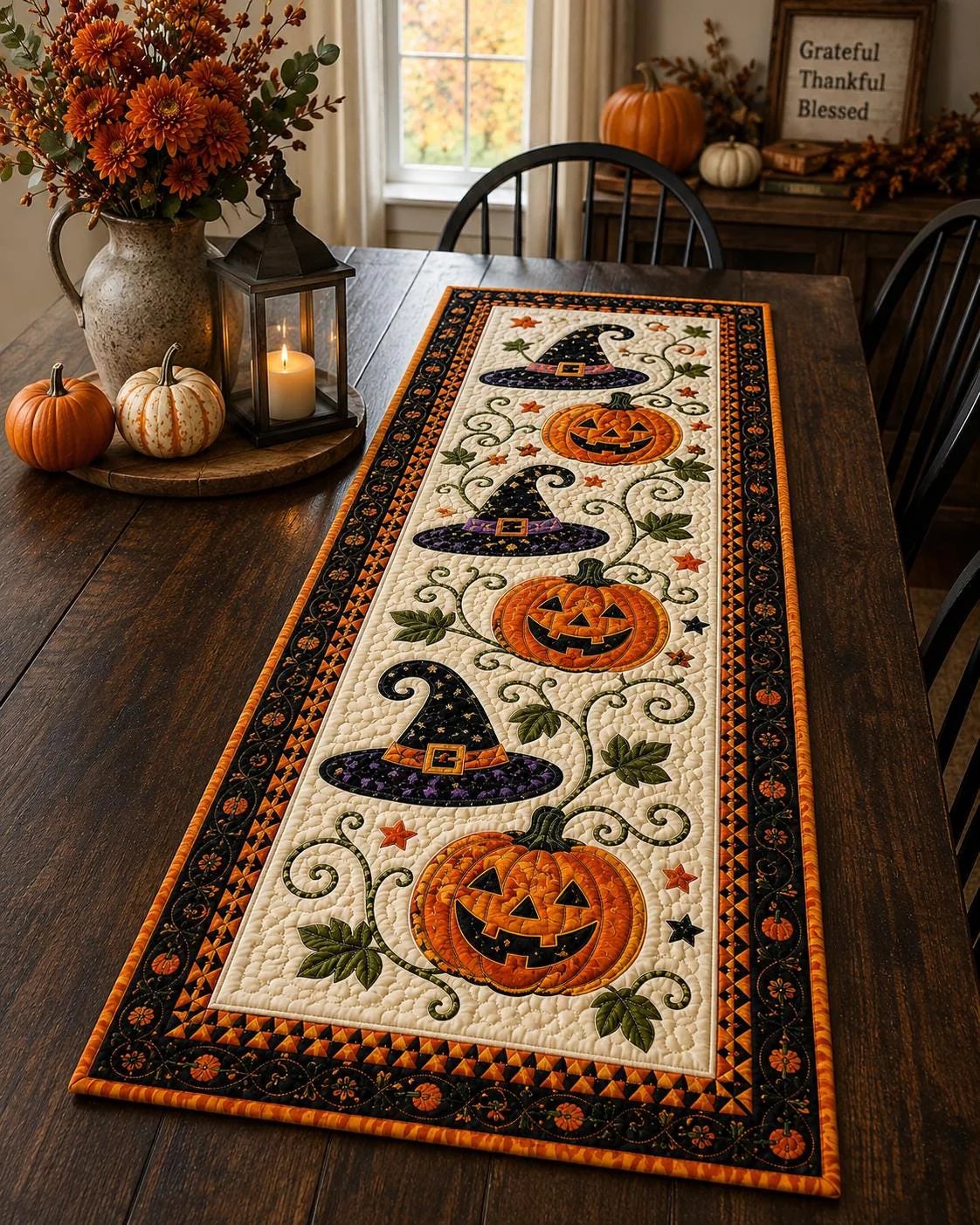 🍂 Autumn Spell Quilted Table Runner – Instant Cozy Fall & Halloween Vibe 🎃