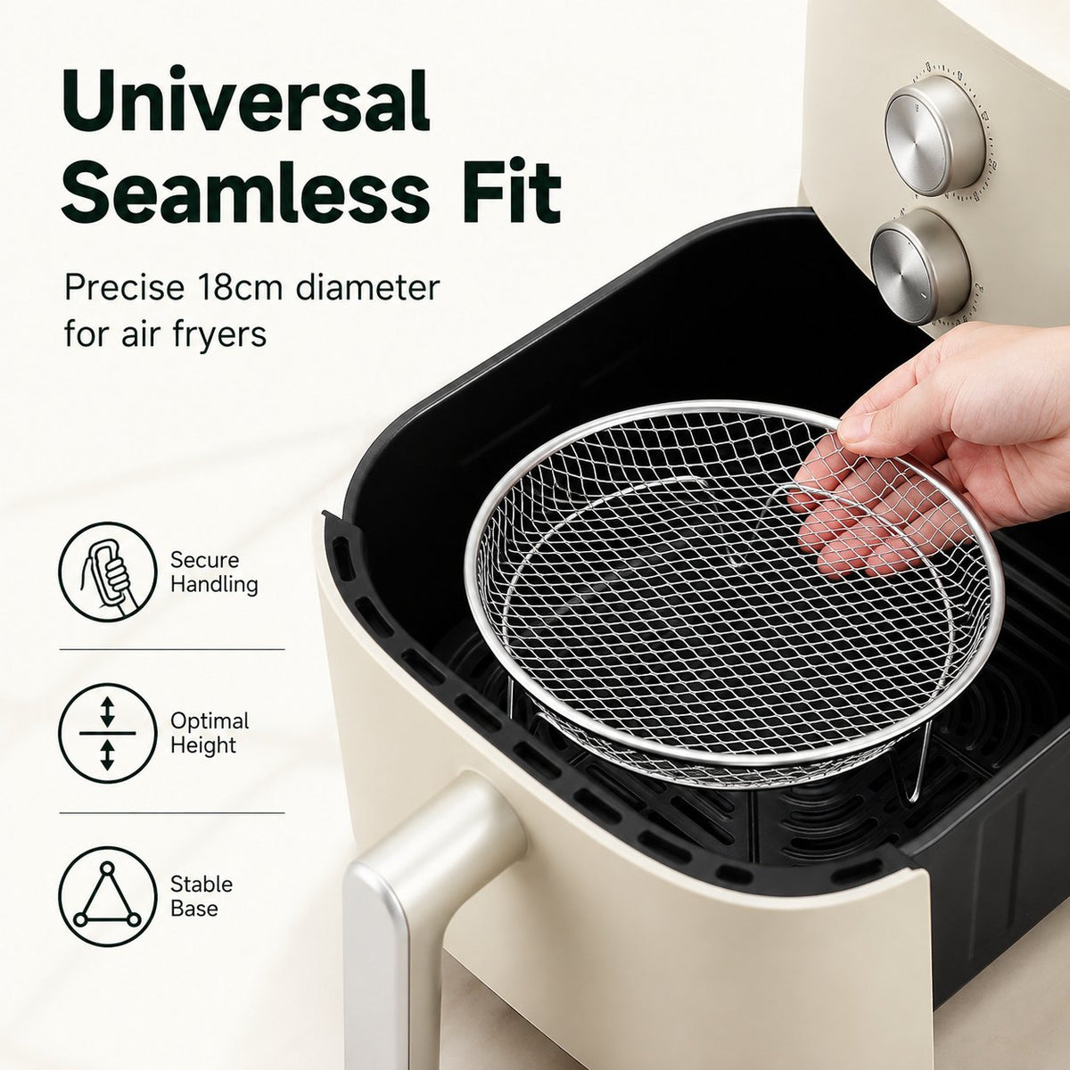 🔥🥘 Stainless steel rack for hot-air fryers – Effortless crispiness