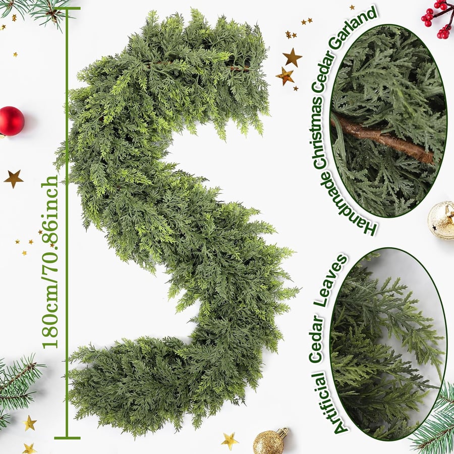 🏆2025 Super Value Se💥6 FT Artificial Cedar Garlands –Realistic Touch Winter Greenery