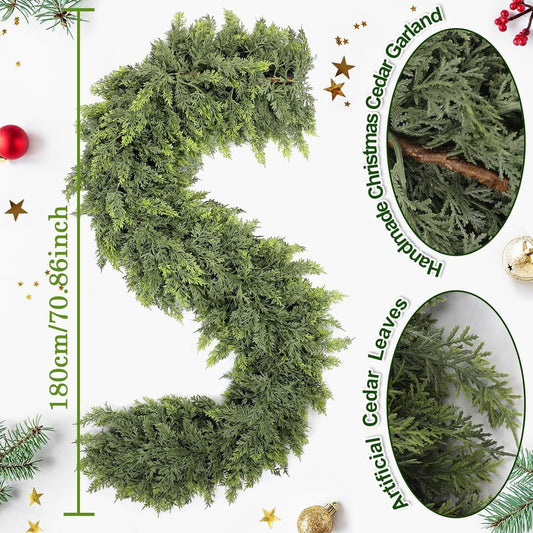 🏆2025 Super Value Se💥6 FT Artificial Cedar Garlands –Realistic Touch Winter Greenery