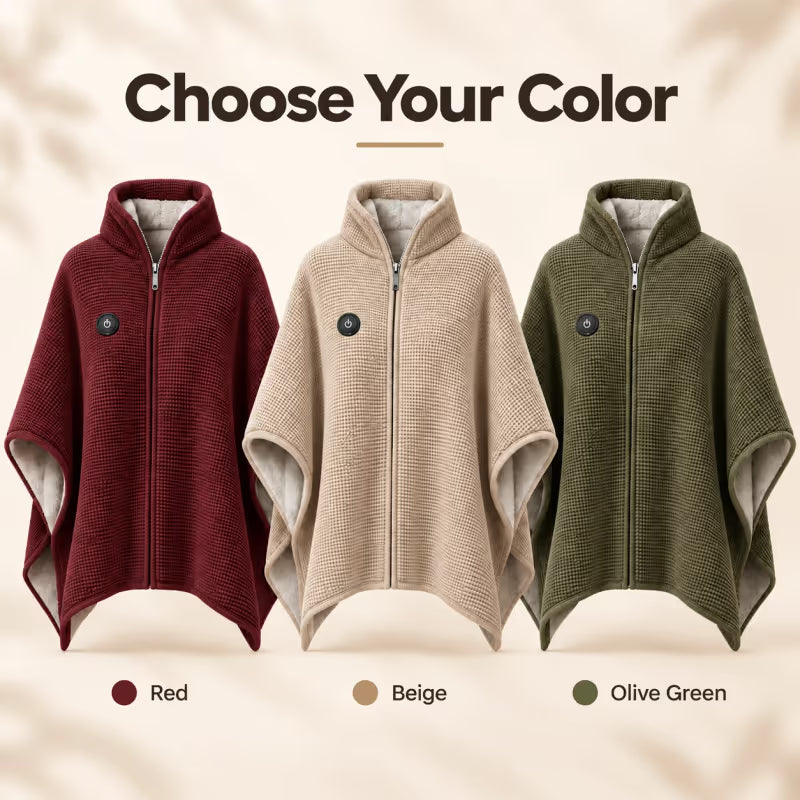 ♨️Wearable Heated Blanket ❄️ – Cozy Shawl with 3 Heat Levels & USB Power