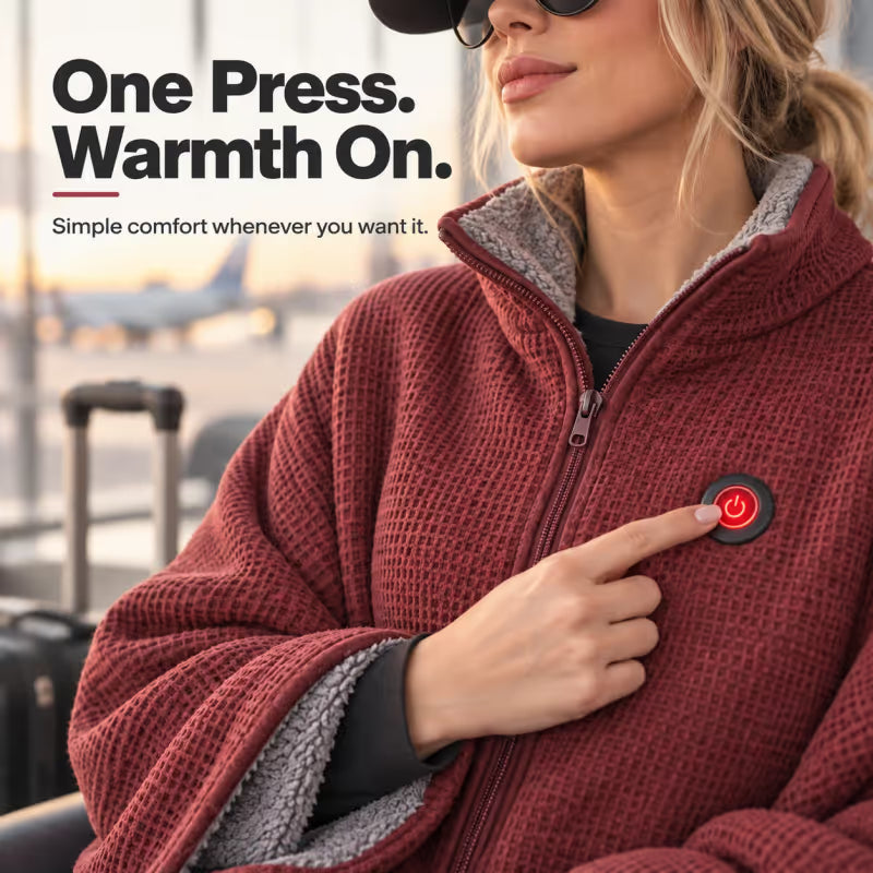 ♨️Wearable Heated Blanket ❄️ – Cozy Shawl with 3 Heat Levels & USB Power