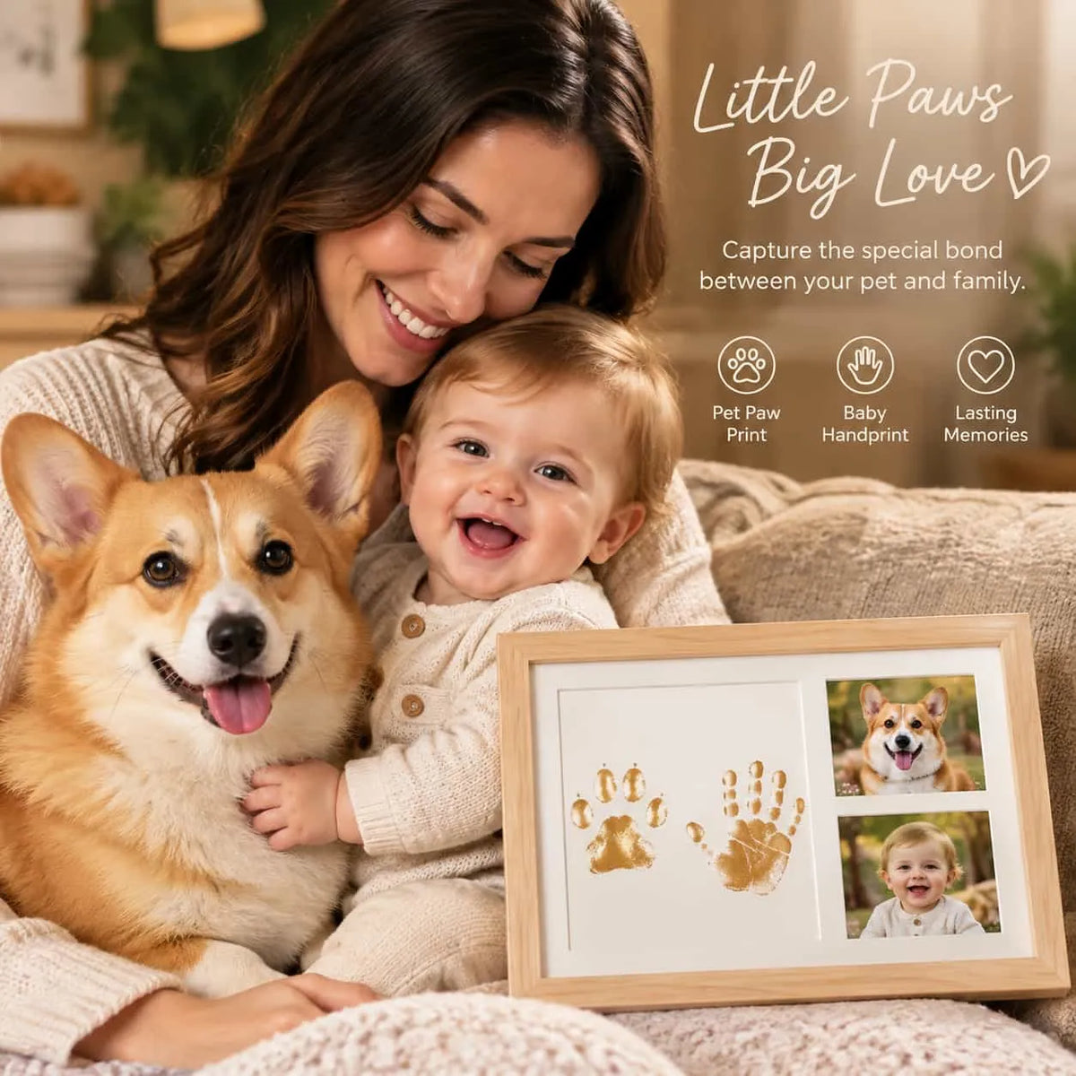DIY Pet Paw Print Keepsake Frame Kit – Paw Impression & Photo Display
