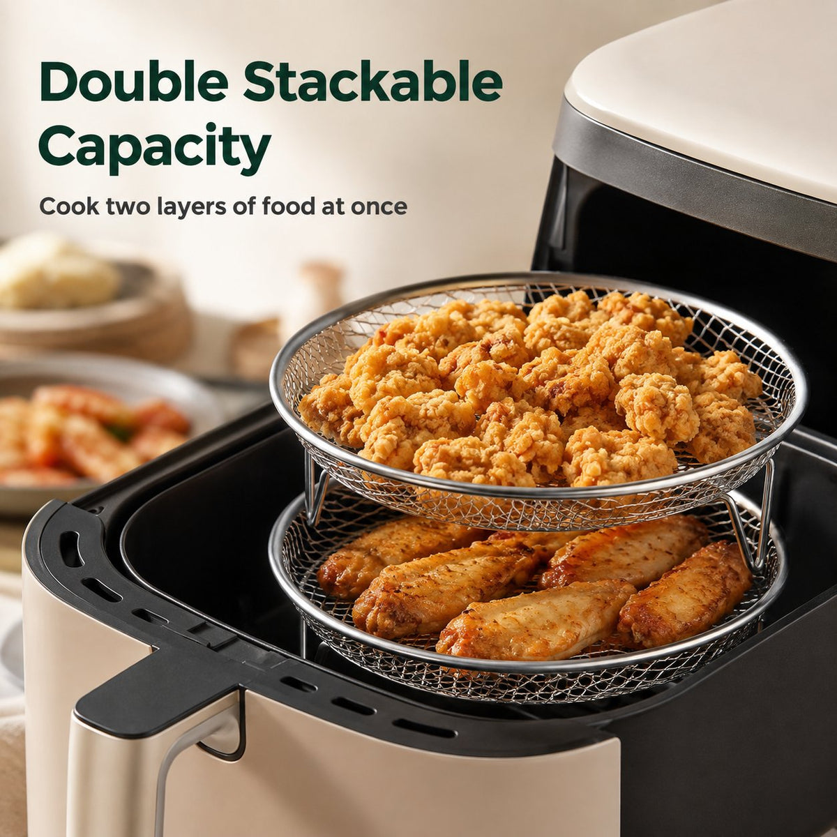 🔥🥘 Stainless steel rack for hot-air fryers – Effortless crispiness