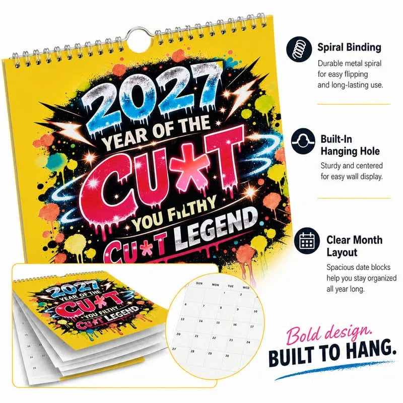 💥Early Bird Sale — 50% OFF🎁2027 Year of the Cunt Wall Calendar – Bold Graffiti Humor Calendar📆🌟