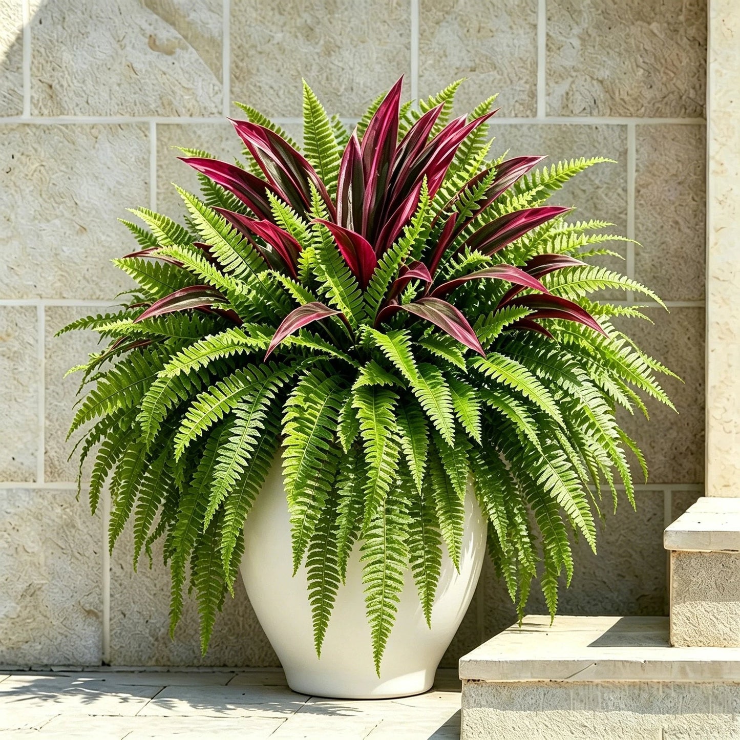 💥Summer Special🔥 UV-resistant artificial ferns & red dragon trees – Full, lush & colourfast!