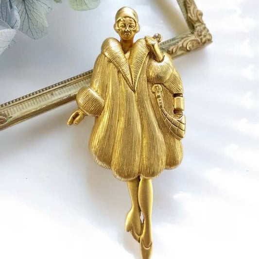 🔥Hot Sale SALE - 💃Vintage 1920s Flapper Girl Movable Figural Brooch