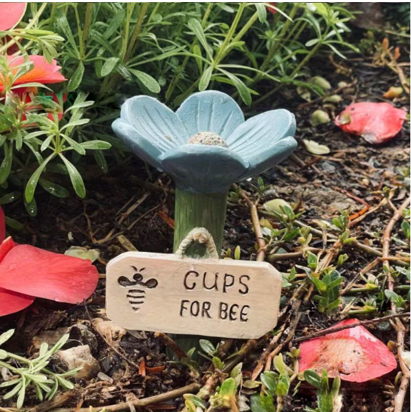 Flower-Shaped Ceramic Bee Watering Station