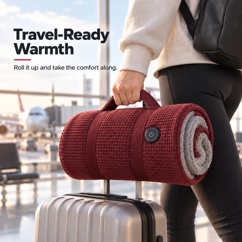♨️Wearable Heated Blanket ❄️ – Cozy Shawl with 3 Heat Levels & USB Power
