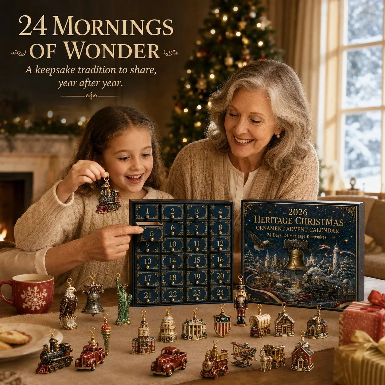 🏛️ 2026 Heritage Christmas Ornament Advent Calendar – 24-Day Keepsake Collection🎄
