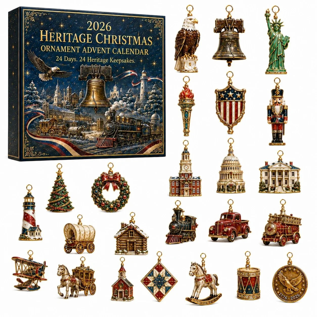 🏛️ 2026 Heritage Christmas Ornament Advent Calendar – 24-Day Keepsake Collection🎄