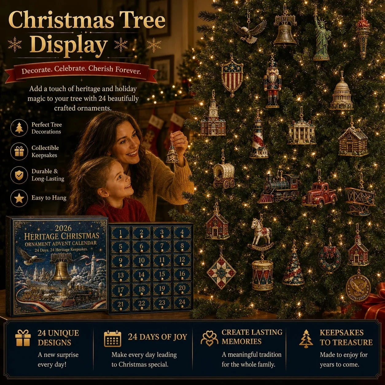 🏛️ 2026 Heritage Christmas Ornament Advent Calendar – 24-Day Keepsake Collection🎄