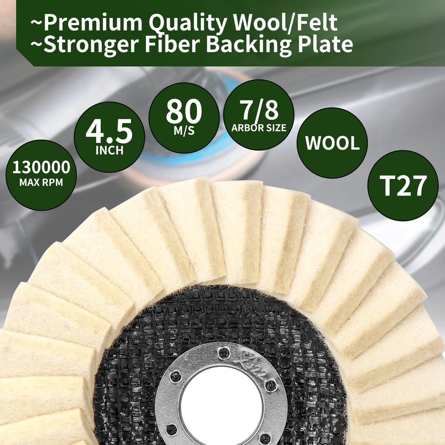 Premium Wool Felt Polishing Flap Disc for Angle Grinders - Mirror Finish Made Easy