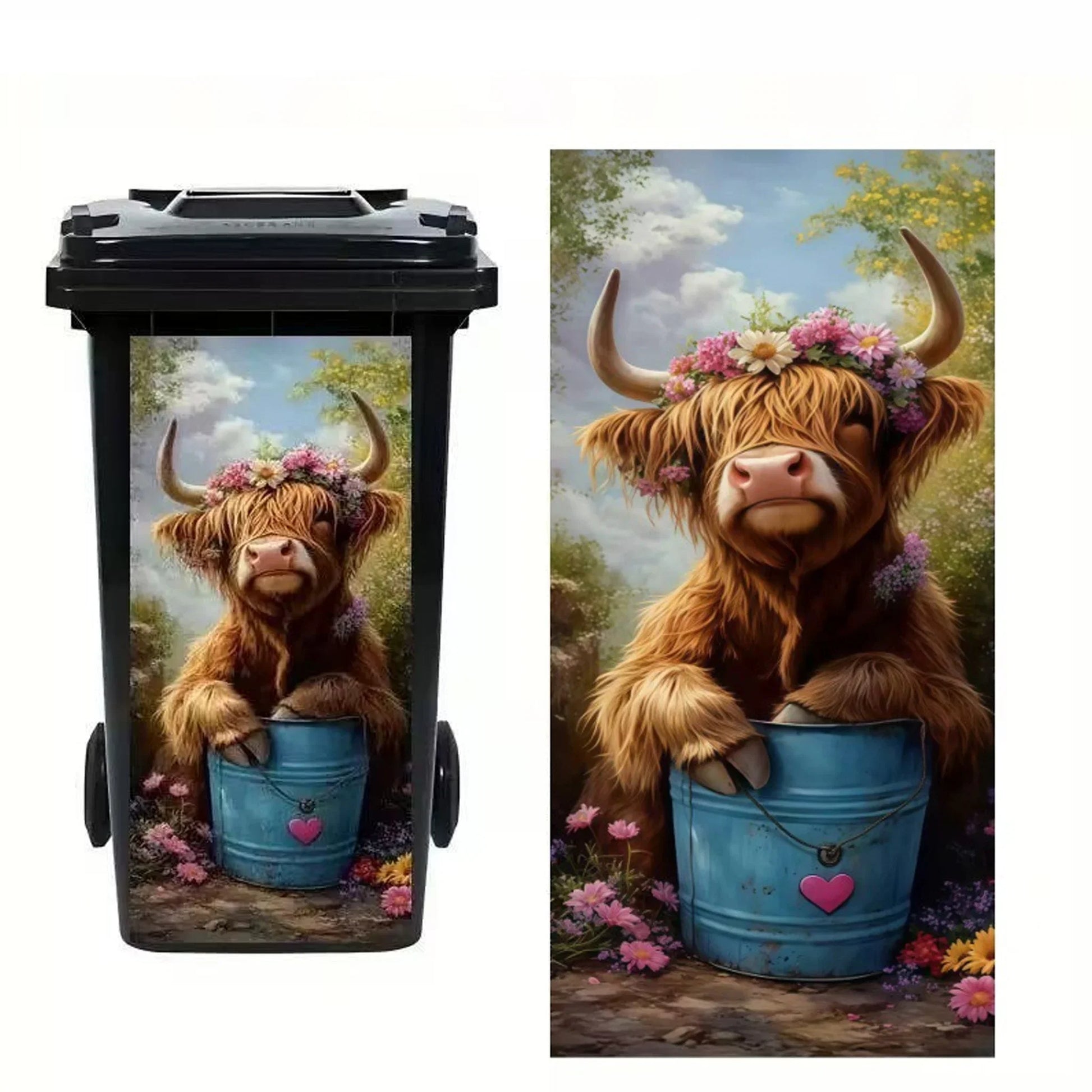Kreativ soptunnedekal med färgglad tecknad serie✨